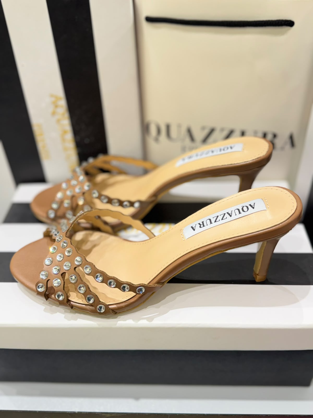 A-Q-U-A-Z-Z-U-R-A Tequila Mule 75 – Luxury Women Footwear (Brown)
