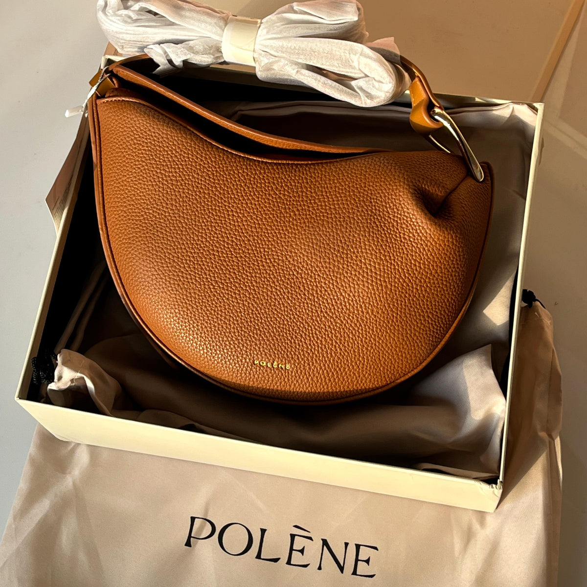 P-O-L-E-N-E Tonca Edition Textured Cognac – Premium Women Bag (Brown)