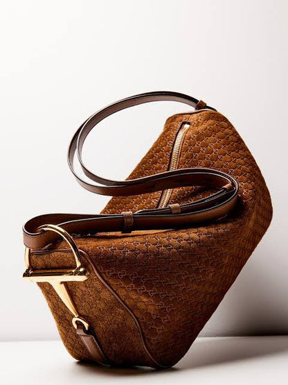 G-U-C-C-I Half Horsebit Medium Shoulder Bag – Premium Quality Women Bag | Brand Box Packaging (Brown)