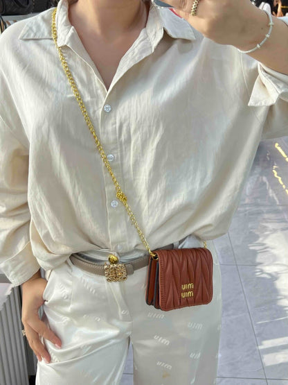 M-I-U M-I-U Morgan Card Case On A Chain – Luxury Women Bag (Brown)