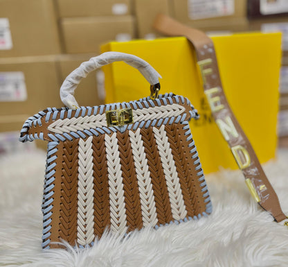 FENDI ICONIC PEEKABOO ISEEU LEATHER – Women Bag (Brown White)