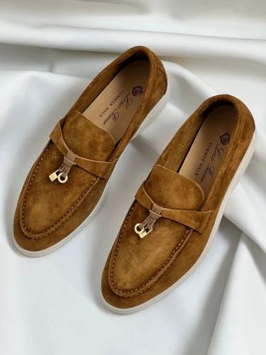 L-O-R-O P-I-A-N-A Summer Charms Walk Loafers – Premium Suede Unisex Shoes (Brown)