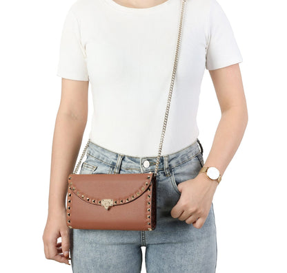V-A-L-E-N-T-I-N-O Rockstud Wallet – Grained Leather (Brown)