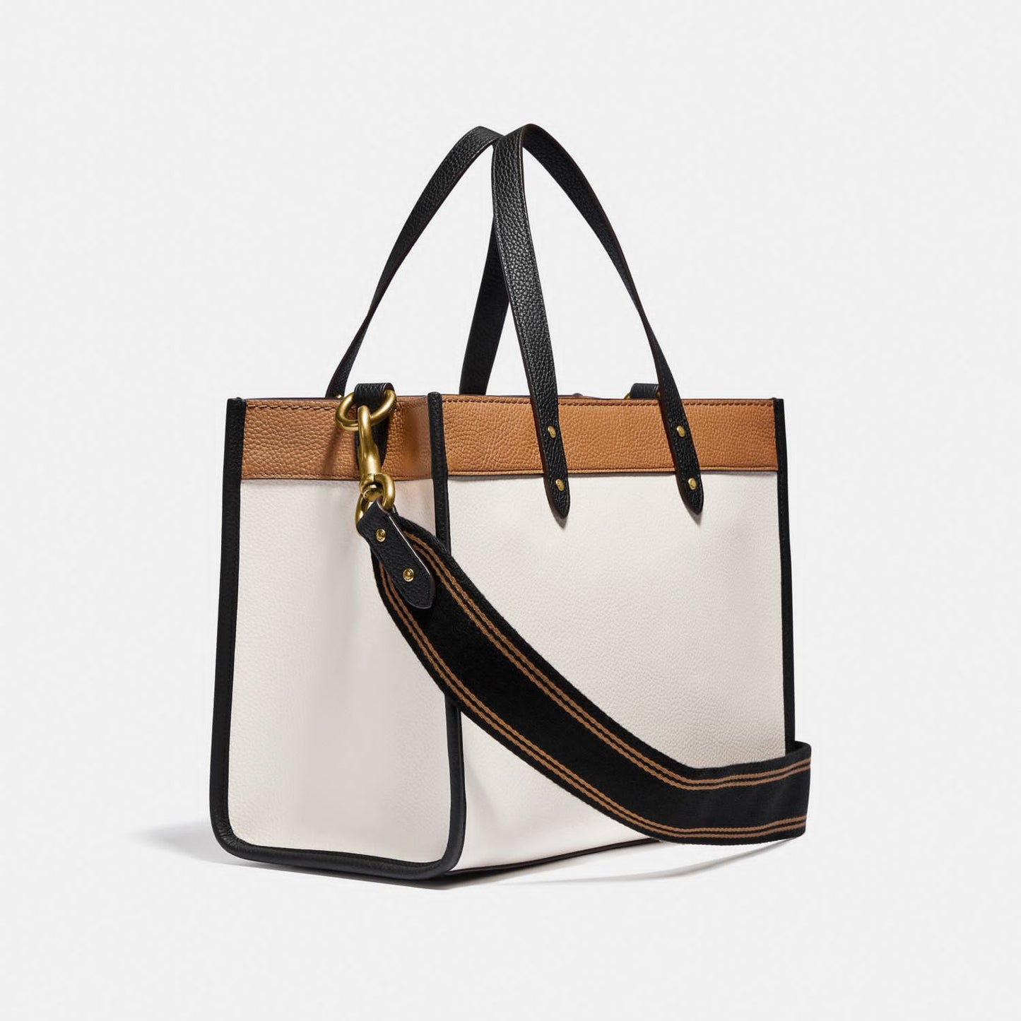 C-O-A-C-H FIELD TOTE 30 COLORBLOCK WITH BADGE – Women Bag (White with Brown)