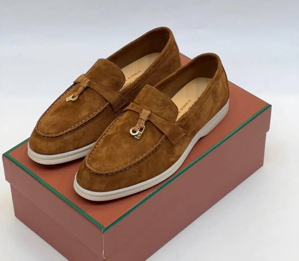 L-O-R-O P-I-A-N-A Summer Charms Walk Loafers – Premium Suede Unisex Shoes (Brown)