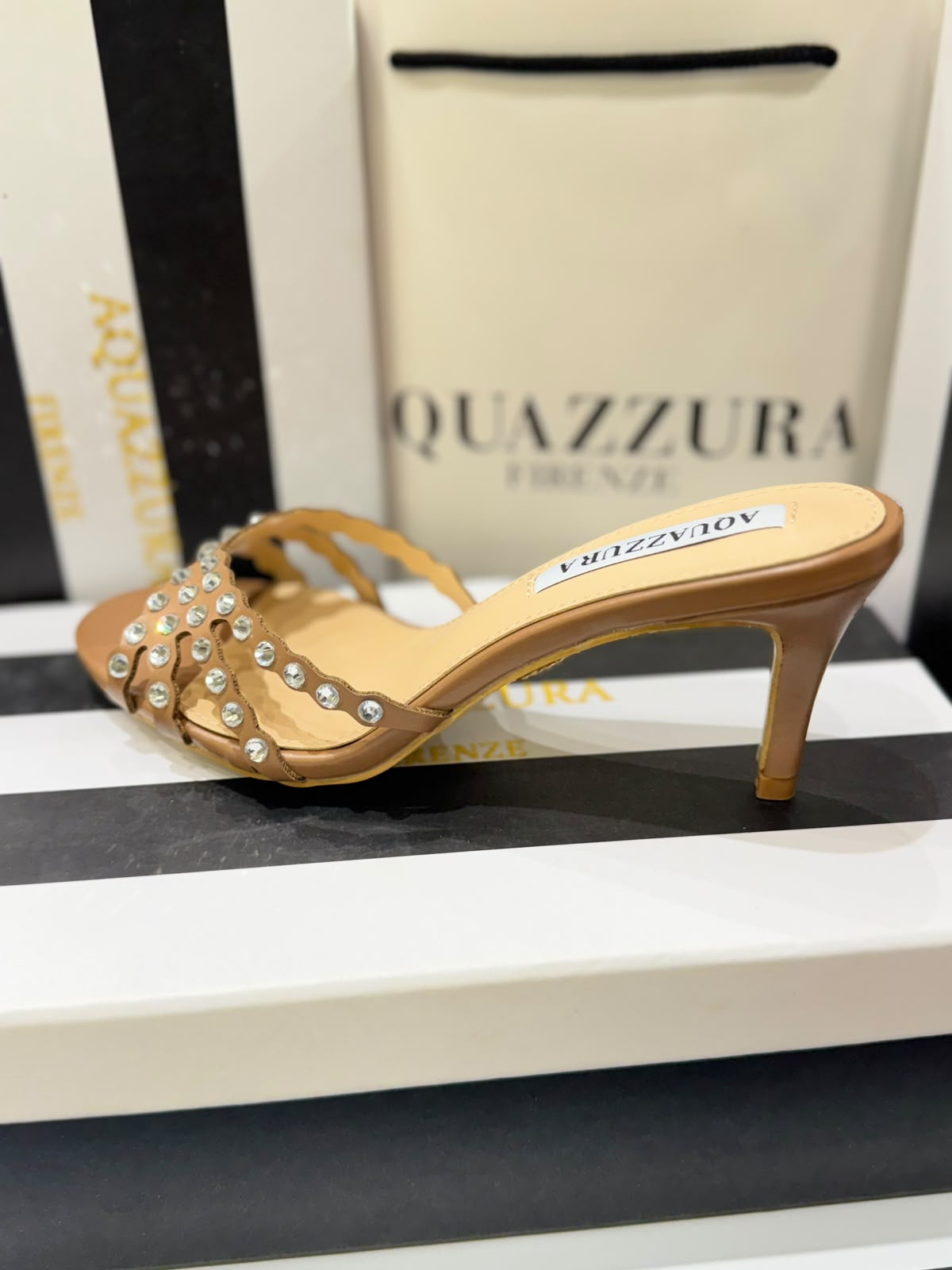 A-Q-U-A-Z-Z-U-R-A Tequila Mule 75 – Luxury Women Footwear (Brown)