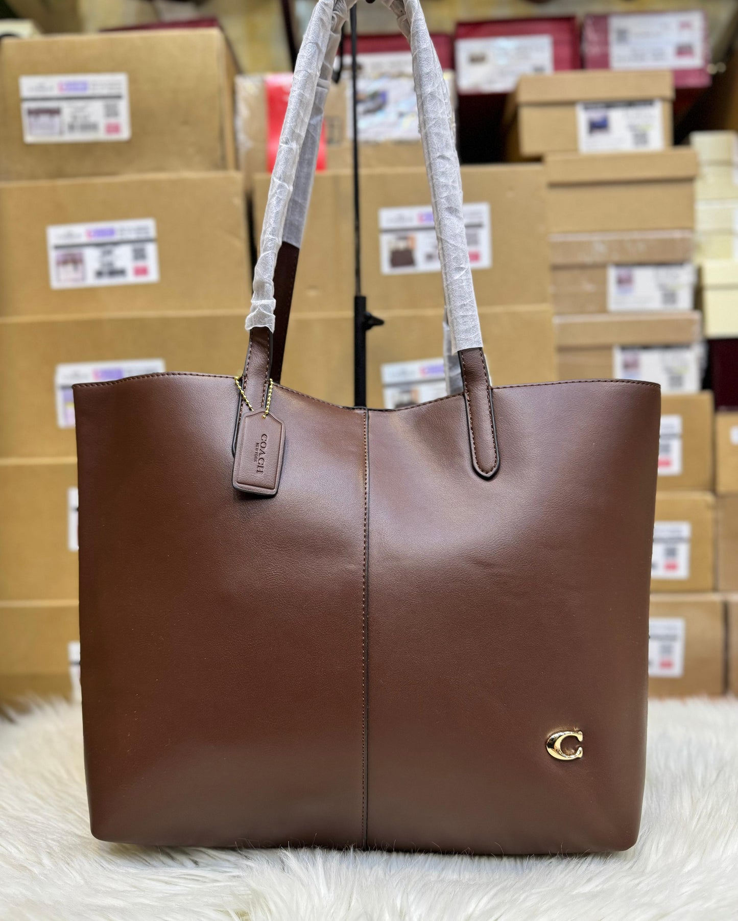 C-O-A-C-H North 32 Tote Bag – Premium Women Tote Bag with Suede Lining (Brown)