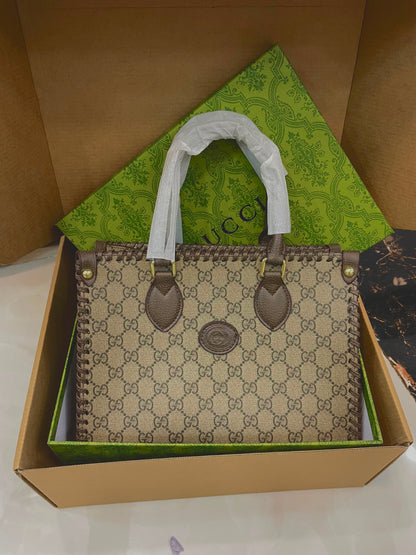 G-U-C-C-I Floral Lavender Tote Bag – Premium Quality Women Bag | Double Box | Beige Brown
