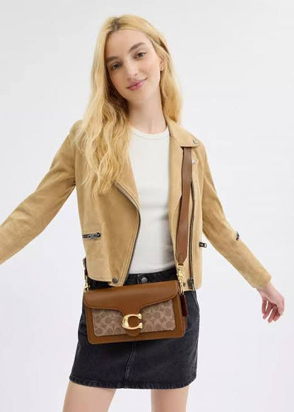 C-O-A-C-H Tabby Shoulder Bag 26 – Blocked Signature Canvas Women Shoulder Bag (Brown Beige)