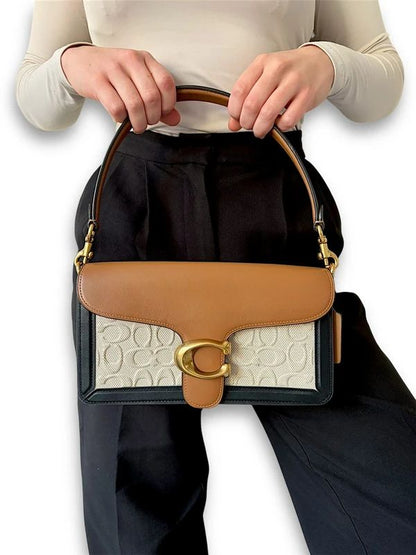 C-O-A-C-H Tabby Shoulder Bag 26 – Blocked Signature Canvas Women Shoulder Bag (Brown with Off White)
