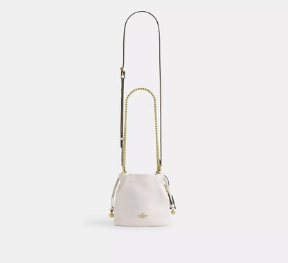 C-O-A-C-H Faye Mini Drawstring Bag – Elegant Luxe Women Bag (White)
