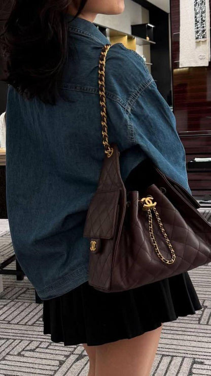 C-H-A-N-E-L 25 Hobo Women Bag – Effortless Chic Edition (Chocolate)