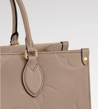 L-O-U-I-S V-U-I-T-T-O-N OnTheGo Handbag with Pouch – 2PC Luxe Women Bag Set (Beige)