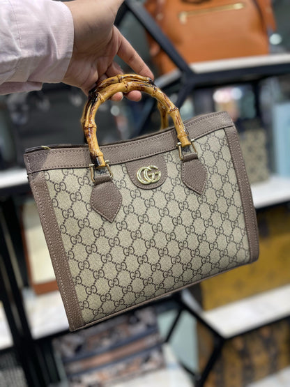 GUCCI — Diana Medium Tote Bag (With Dust Bag | Gold Hardware) (Brown-Beige)