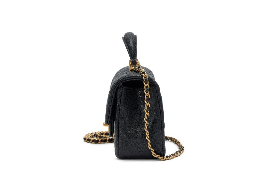 C-H-A-N-E-L Quilted Mini Top Handle Rectangular Flap Bag – Luxury Women Bag (Black)
