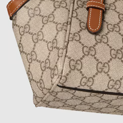 G-U-C-C-I GG Emblem Small Top Handle Crossbody – Signature Luxe Women Bag (Brown)