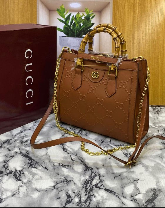 G-U-C-C-I Luxury Bamboo Handle Series Women Bag – Master Quality | (Brown/Mustard)