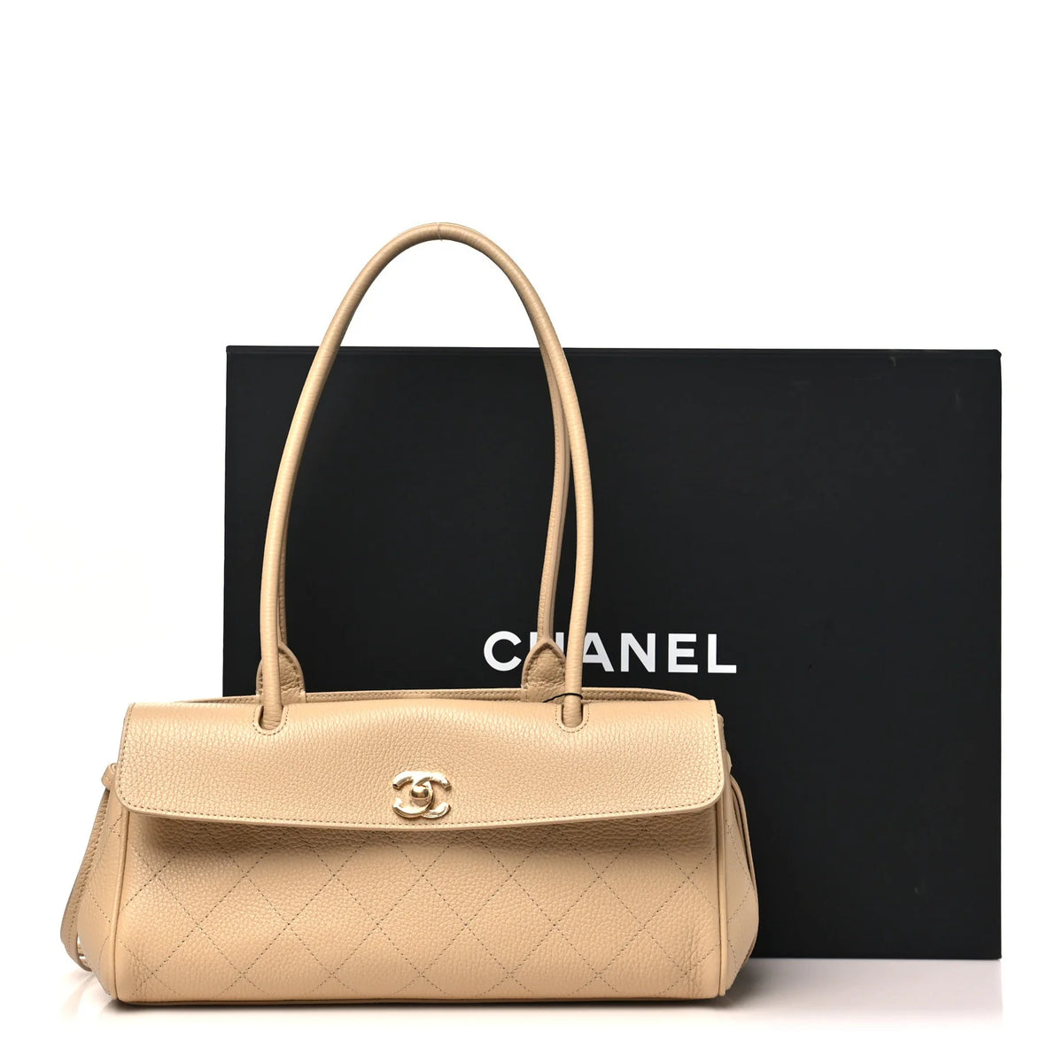 C-H-A-N-E-L Grained Calfskin Stitched Urban Essentials Shopping Bag | Gold Hardware | Luxury Women Bag (Cream)