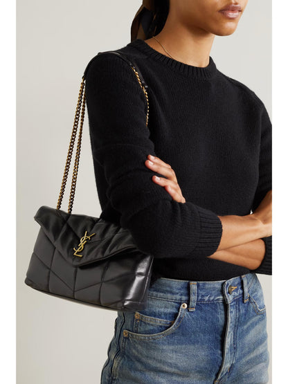 YSL Women Bag – Elegant Crossbody Design (Black/Gold)