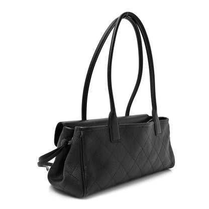 C-H-A-N-E-L Grained Calfskin Stitched Urban Essentials Shopping Bag | Gold Hardware | Luxury Women Bag (Black)