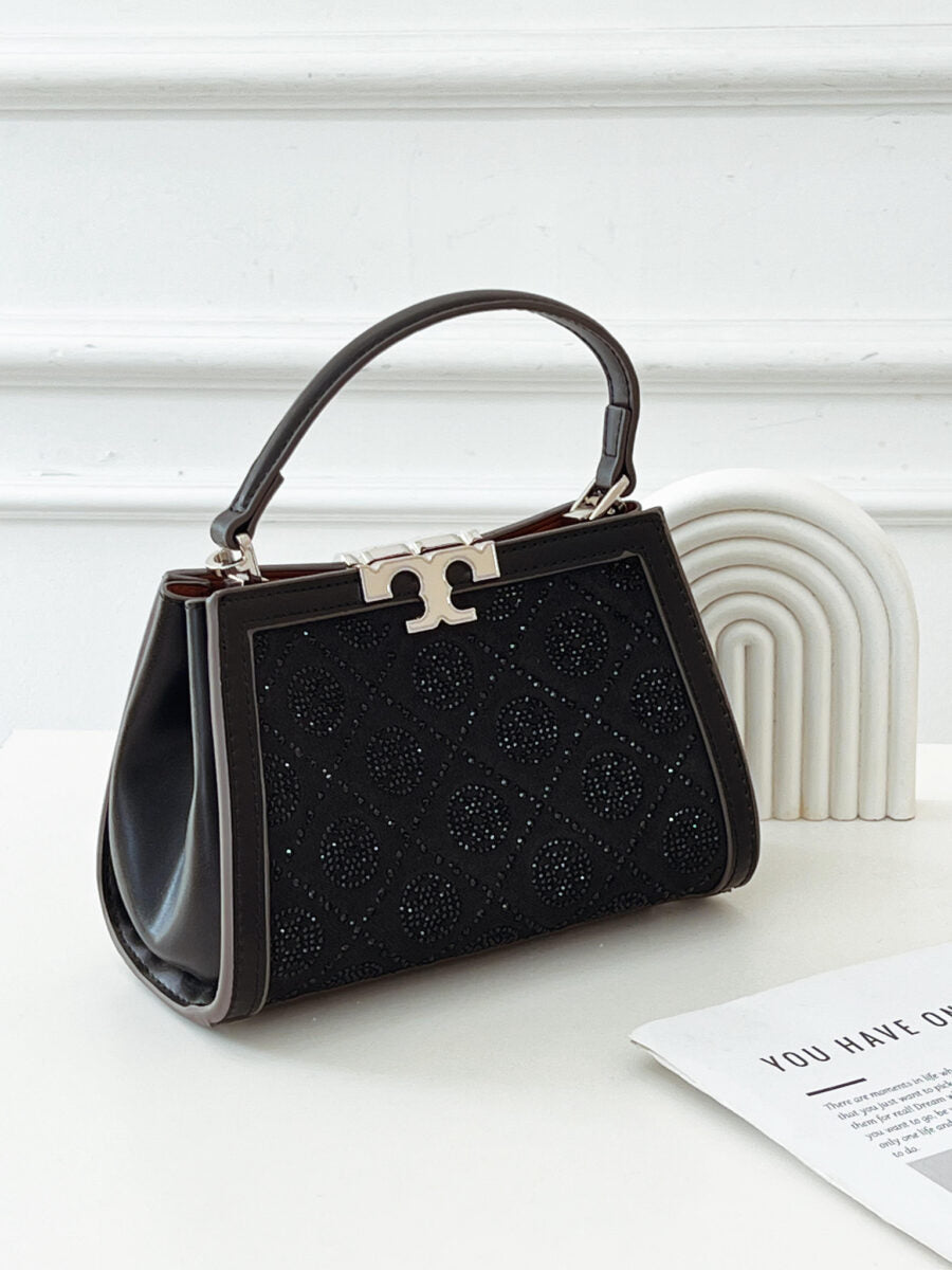 T-O-R-Y B-U-R-C-H Eleanor T Monogram Hotfix Mini Satchel – Signature Luxe Women Bag (Black)