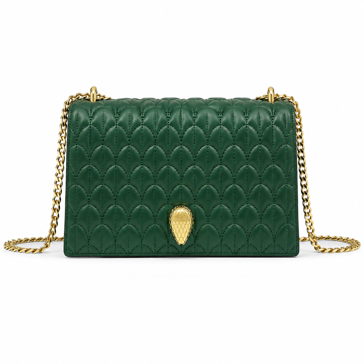 B-V-L-G-A-R-I Serpenti Sugarloaf Quilted Shoulder Bag – Master Quality | Box Packaging | Green