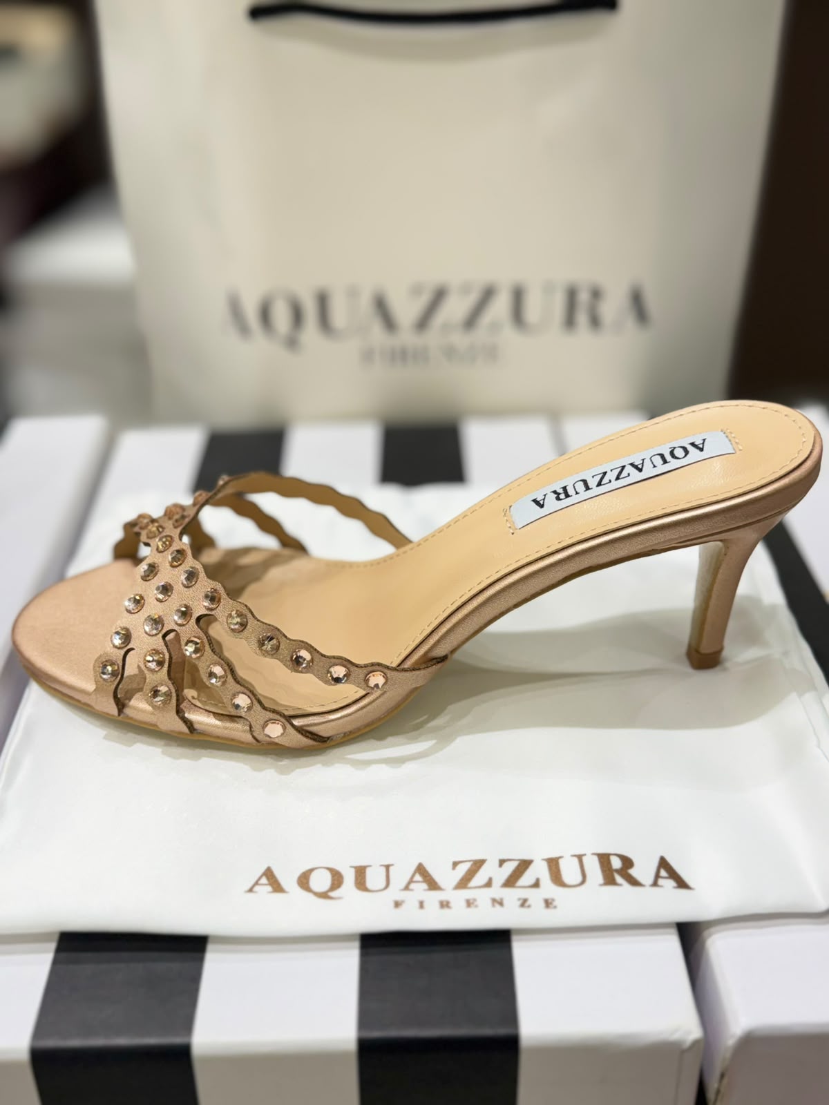A-Q-U-A-Z-Z-U-R-A Tequila Mule 75 – Luxury Women Footwear (Gold)