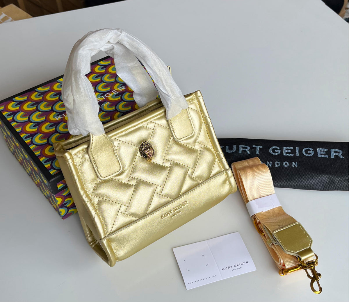 K-U-R-T G-E-I-G-E-R London Small Recycled Shopper Bag – Premium Women Bag (Golden)