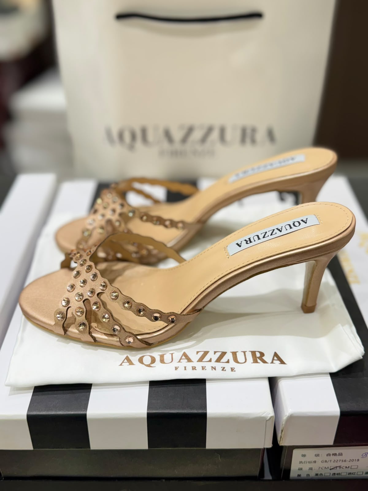 A-Q-U-A-Z-Z-U-R-A Tequila Mule 75 – Luxury Women Footwear (Gold)