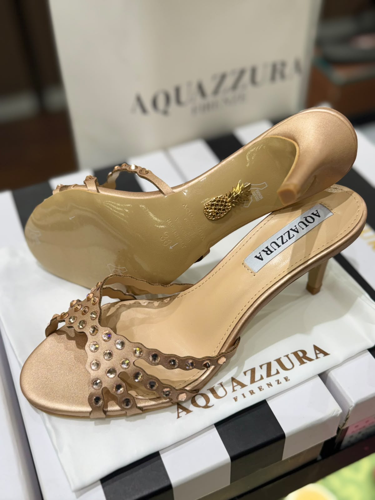 A-Q-U-A-Z-Z-U-R-A Tequila Mule 75 – Luxury Women Footwear (Gold)