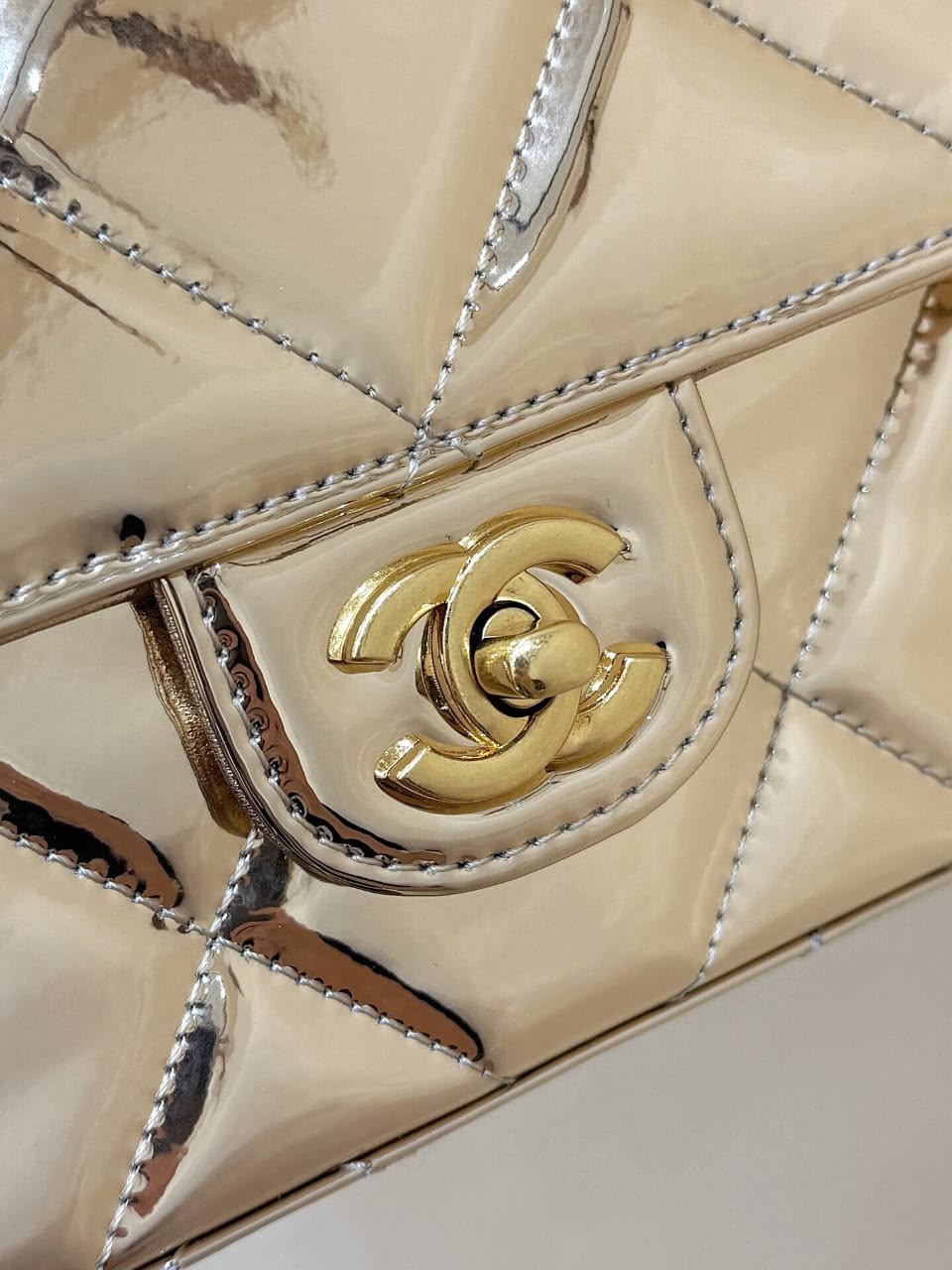 C-H-A-N-E-L 2025 Large Patent Top Handle Bag – Fall/Winter Collection | Premium Quality Women Bag (Gold)