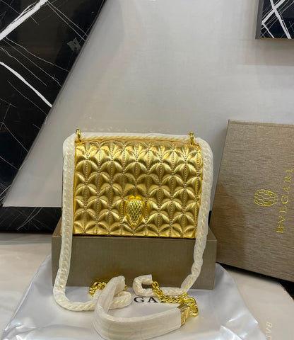 B-V-L-G-A-R-I Serpenti Sugarloaf Quilted Shoulder Bag – Master Quality | Box Packaging | Golden