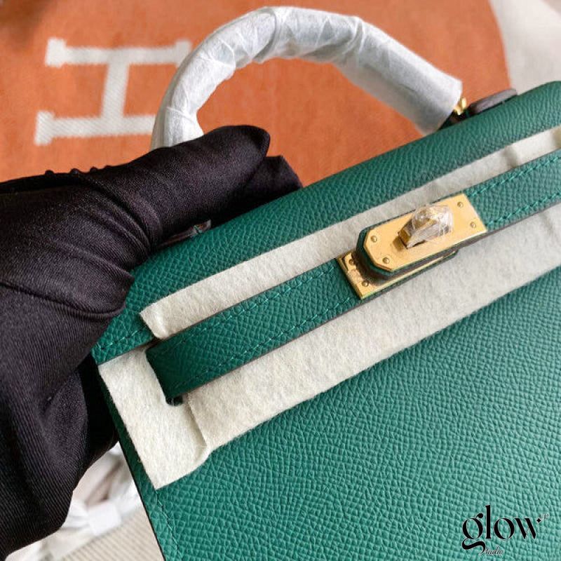 HERMÈS KELLY SELLIER 25CM – Women Bag | Luxury Leather Top Handle & Shoulder Bag (Sea Green)