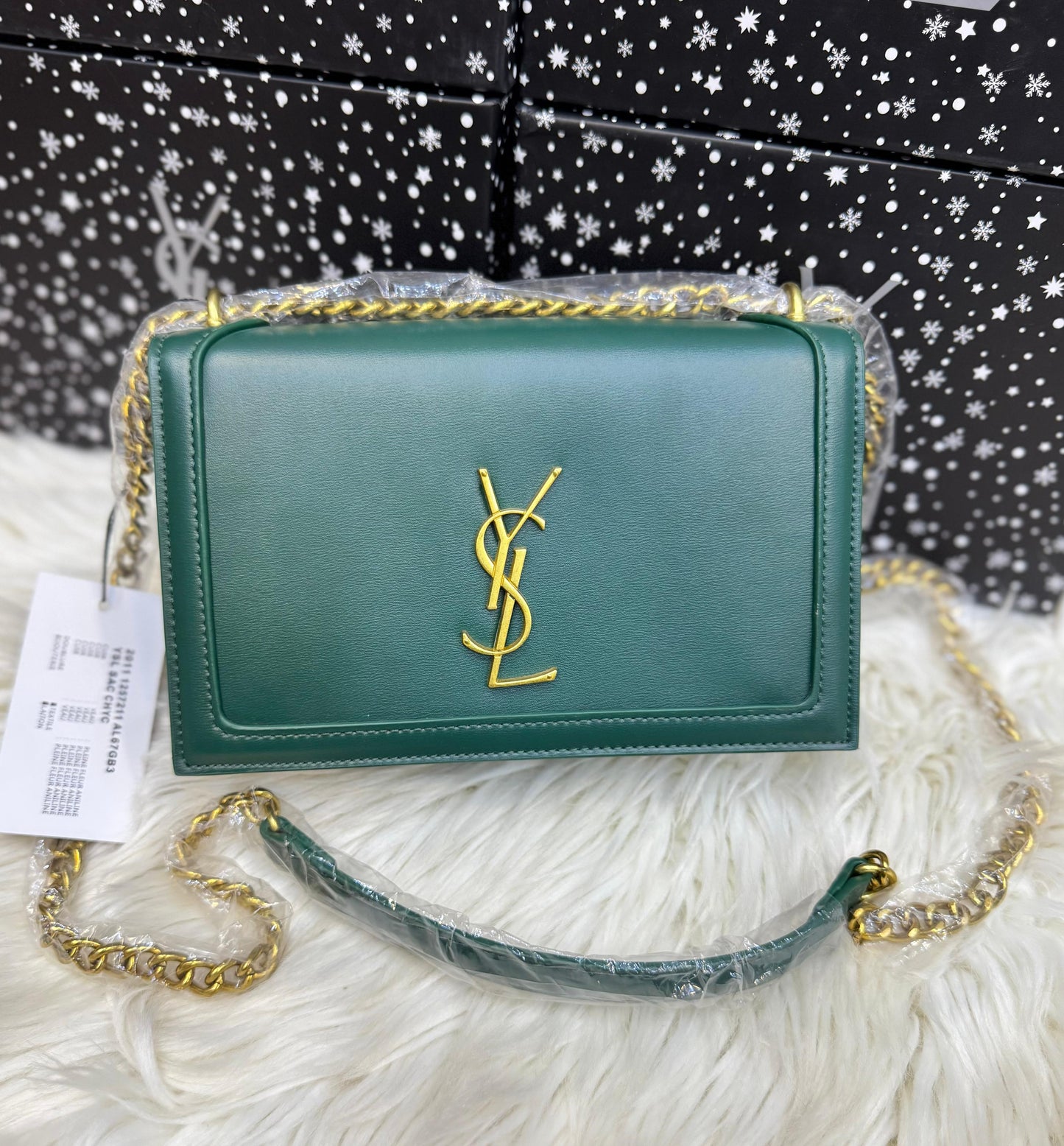 S-A-I-N-T L-A-U-R-E-N-T Sunset Medium Bag – Smooth Leather Women Shoulder Bag (Green)