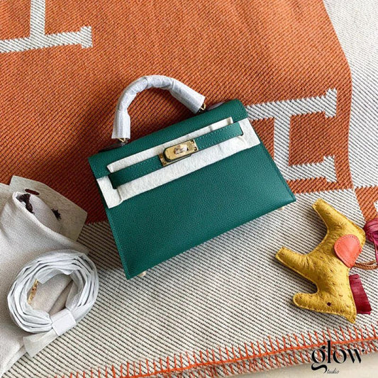 HERMÈS KELLY SELLIER 25CM – Women Bag | Luxury Leather Top Handle & Shoulder Bag (Sea Green)