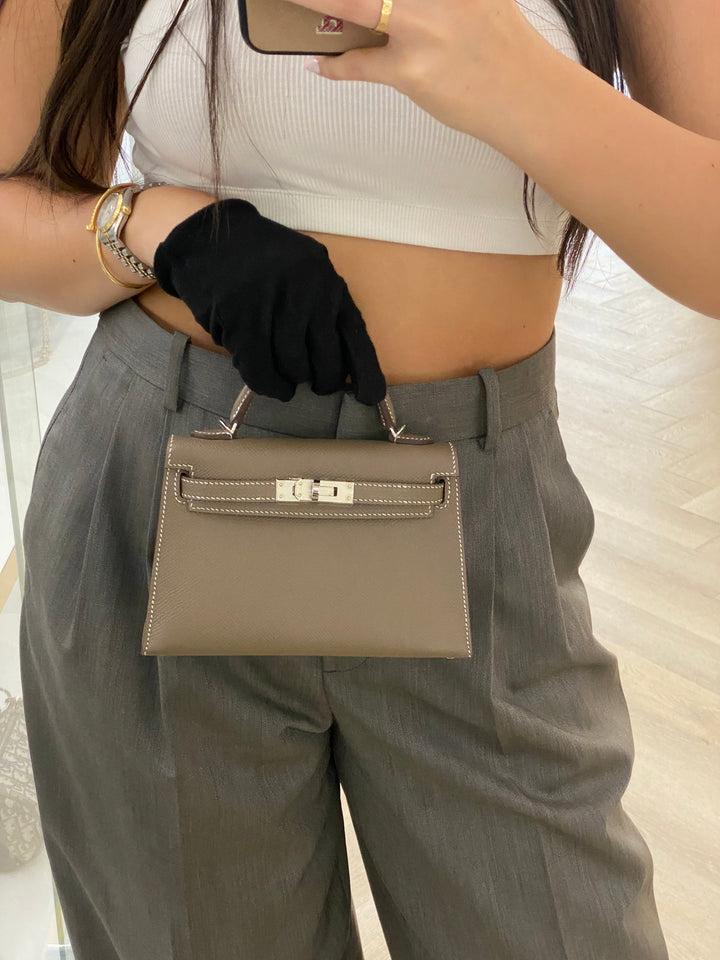 H-E-R-M-È-S Kelly 20 Mini – Elegant PU Leather Women Bag | Premium Quality (Grey/Coffee)