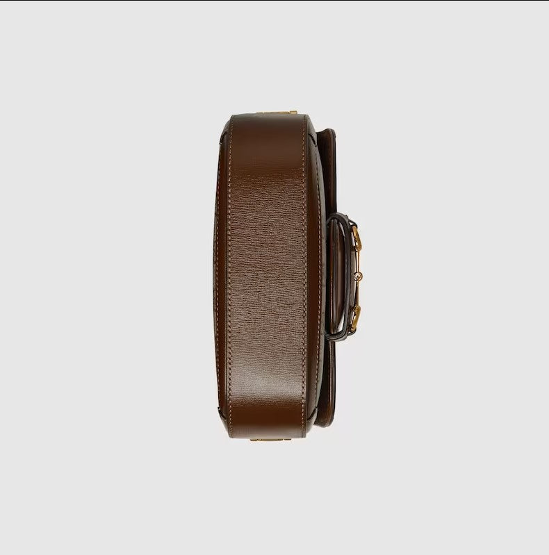 GUCCI Horsebit Mini Women's Bag in Blue and Beige GG Supreme Canvas (Brown)