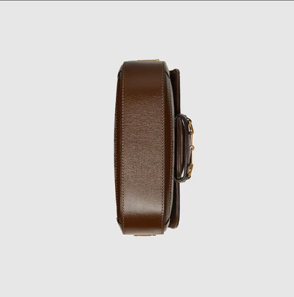 GUCCI Horsebit Mini Women's Bag in Blue and Beige GG Supreme Canvas (Brown)