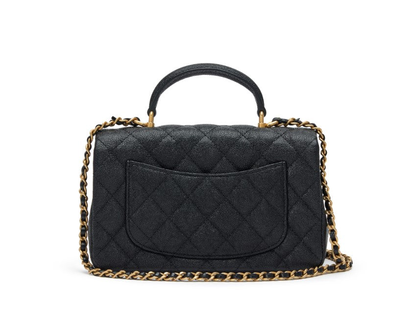 C-H-A-N-E-L Quilted Mini Top Handle Rectangular Flap Bag – Luxury Women Bag (Black)