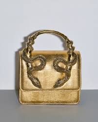 R-O-B-E-R-T-O C-A-V-A-L-L-I Borsa Bordeaux Con Serpenti – Luxury Statement Women Bag (Gold)