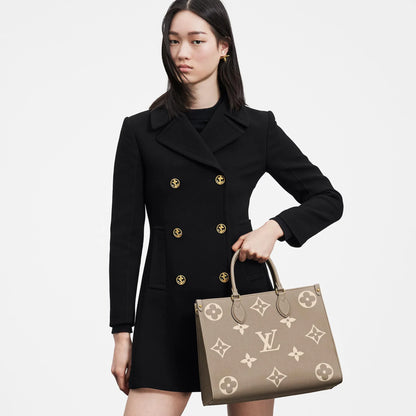 Louis Vuitton Onthego PM Women Bag - Beige-Cream Monogram Empreinte Leather
