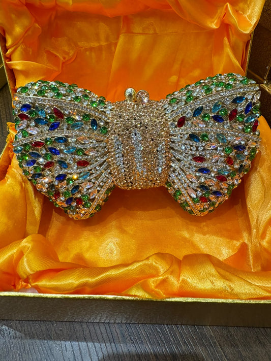 Sparkling Bow-Knot Rhinestone Clutch Bag – Luxury Women’s Crystal Evening Purse (Design D)