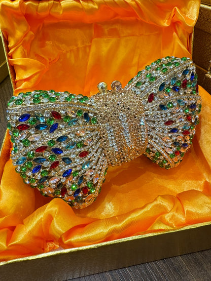 Sparkling Bow-Knot Rhinestone Clutch Bag – Luxury Women’s Crystal Evening Purse (Design D)