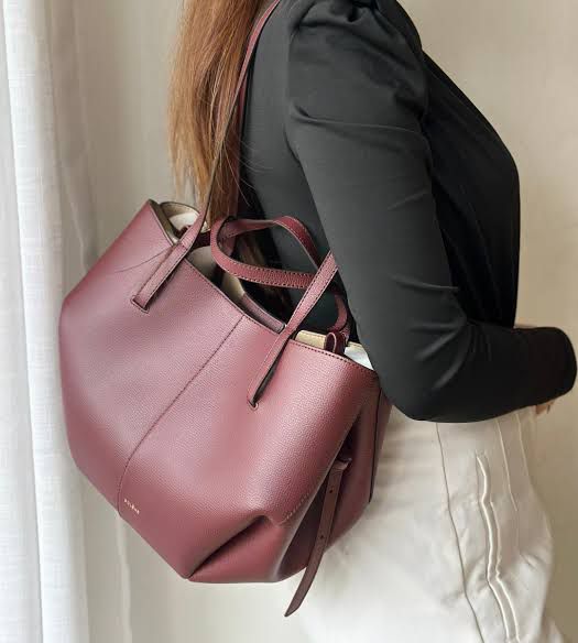 P-O-L-È-N-E CYME EDITION TEXTURED TAUPE – Women Bag (Maroon)