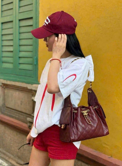 C-H-A-N-E-L 25 Hobo Women Bag – Effortless Chic Edition (Maroon)