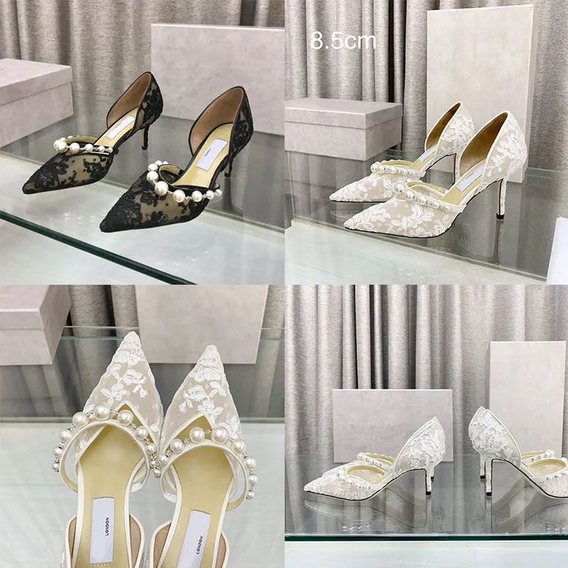 J-I-M-M-Y C-H-O-O AURELIE 85 PEARL-EMBELLISHED HEEL PUMPS – WOMEN SHOES (Silver White)