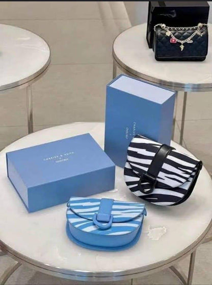 CHARLES & KEITH — Faux Leather Shoulder Bag (With Brand Bag & Tag) (Blue)
