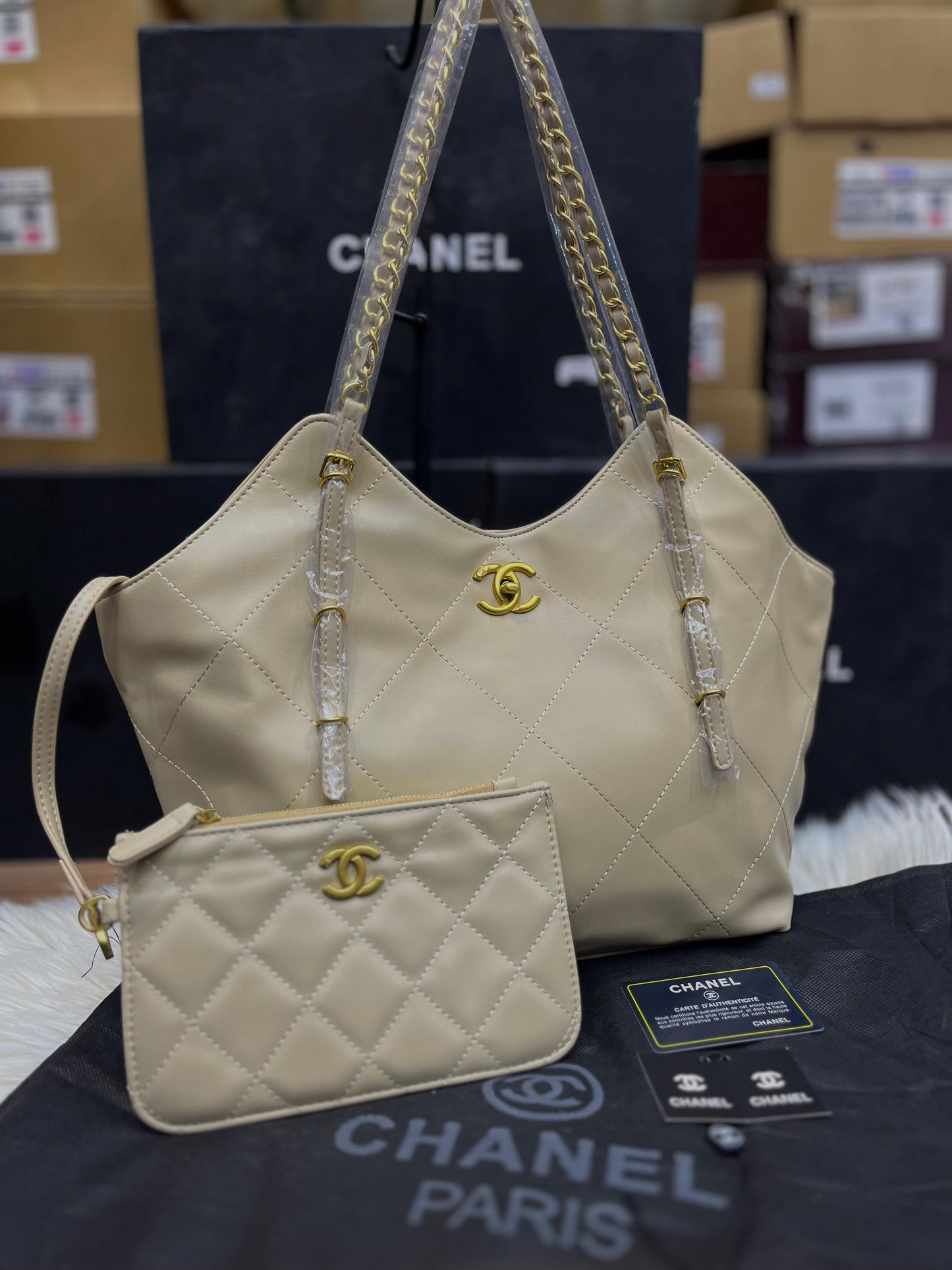 C-H-A-N-E-L 25S MAXI TOTE BAG – Women Bag (Off White)