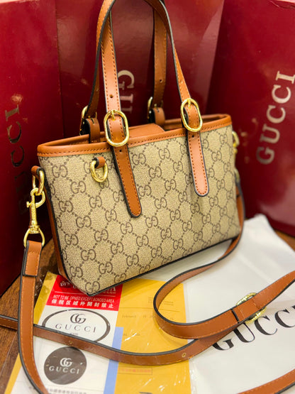 G-U-C-C-I GG Emblem Mini Bag – Luxury Women Bag (Mustard Brown)