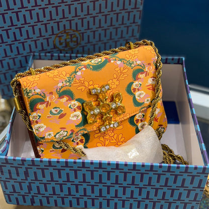 TORY BURCH – SIGNATURE MASTER SERIES HANDBAG (Orange Gold with Mix Colour)